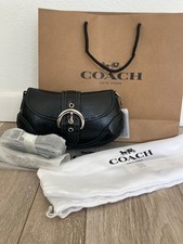 Borsa Coach Can43 Soho 25 in jacquard firmato nero argento outlet NUOVA