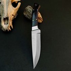 9.4" D2 Steel Hunting Knife Full Tang Resin Handle Fixed Blade Leather Sheath — photo 4