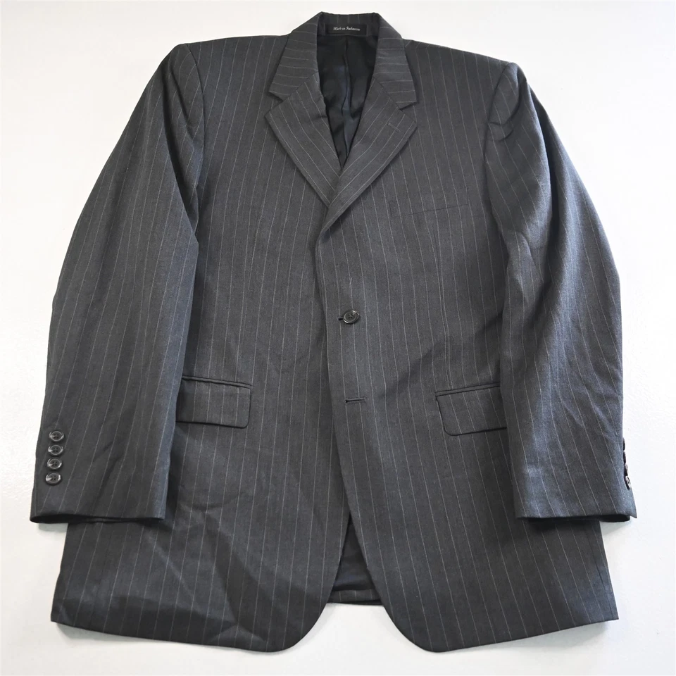 Chaqueta Pantalones Traje Chaps Ralph Lauren 42L 36x32 Gris Rayas 100% Lana Para Hombre Foto 2 de 4