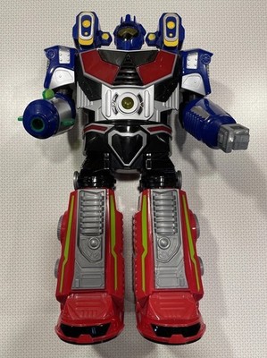 HAP-P-KID TOY Robot 14  Tall blue w/ Lights Sounds, talking & Walking 2012 WORKS