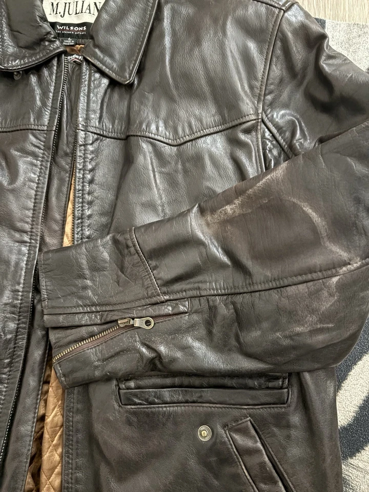 Abrigo Chaqueta De Colección M. Julian Wilson’s Cuero Marrón Talla Hombre’s Grande L Años 90 Raro Foto 3 de 4
