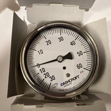 Ashcroft Pressure Gauge - NEW In Box. 1/4 NPT Connection 30IMV 60psi