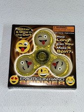 NEW Emoticon Yellow Glow In The Dark Winking Tongue Out Emoji Fidget Spinner
