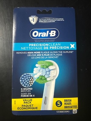 SEALED Oral-B Precision Clean X- Shaped Bristles, 5 Replacement Brush Heads