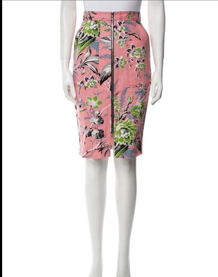 Diane Von Furstenberg Zip Skirt Avalon Hyacinth Floral Classic Stylish Preppy