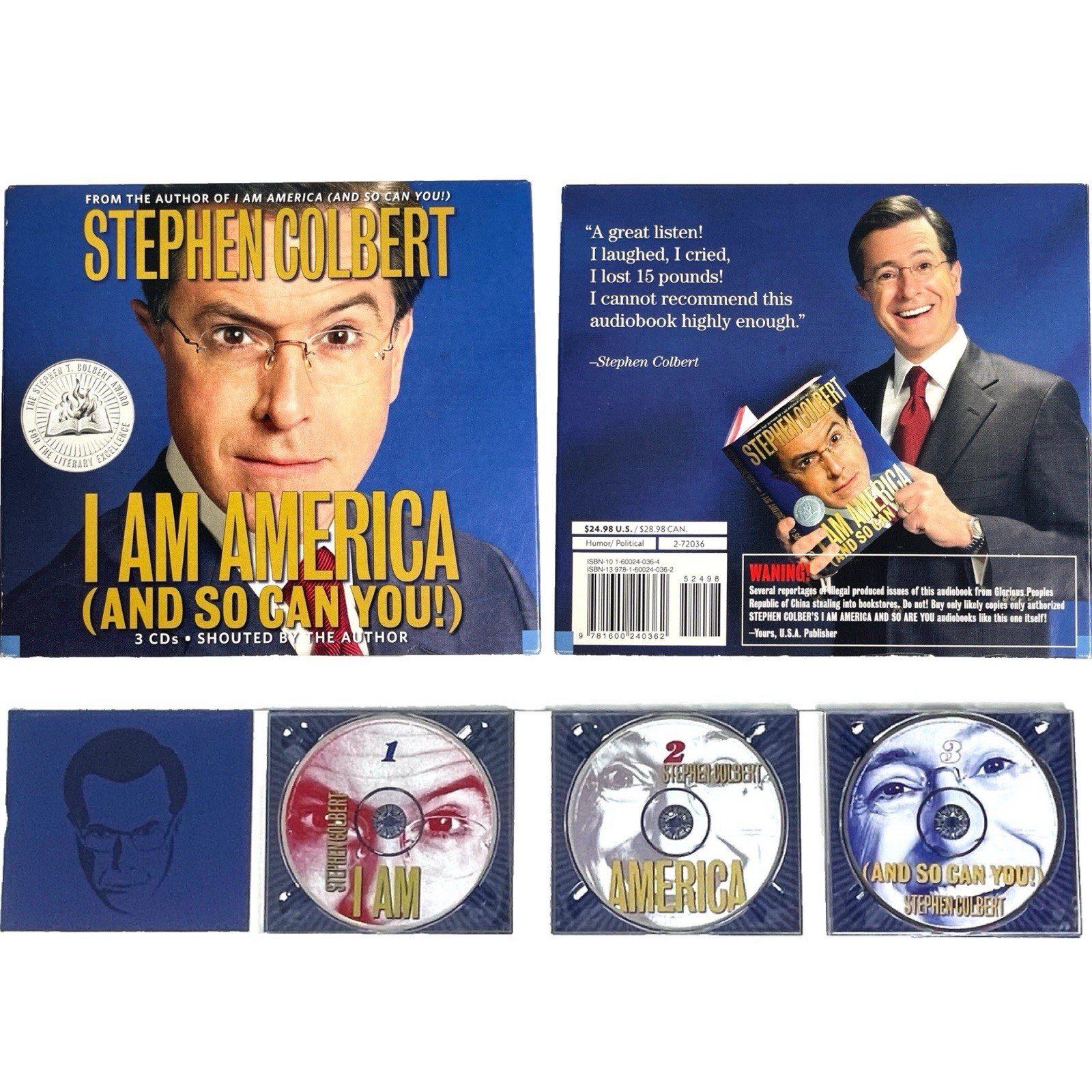 I Am America So Can You Stephen Colbert 3 CD Set Audio Book Political Humor