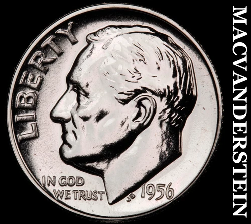 1956 Silver Roosevelt Dime - Choice Gem Proof  Lustrous  No Reserve  #i756