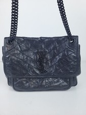 Saint Laurent Niki Bag Crinkled Calfskin Matelasse Black Shoulder Bag 