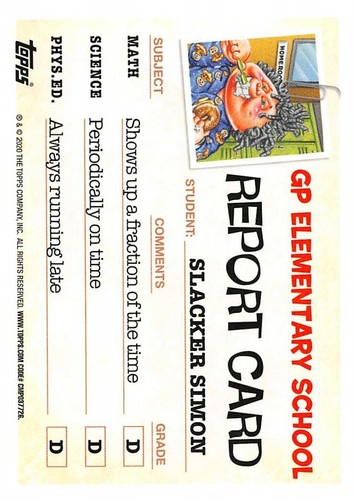 GARBAGE PAIL KIDS 2020 TARDE TO SCHOOL BORDO VERDE PARALLELO PICK-A-CARD GPK W@W - Foto 25 di 401