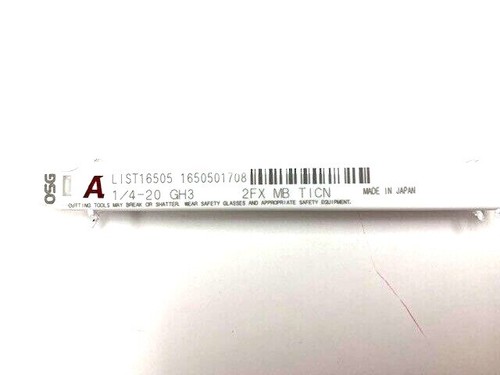 1/4-20 GH3 2 FLUTE  EXO A TAP TICN  SPIRAL FLUTE DIN LENGTH OSG 1650501708 - Foto 7 di 7