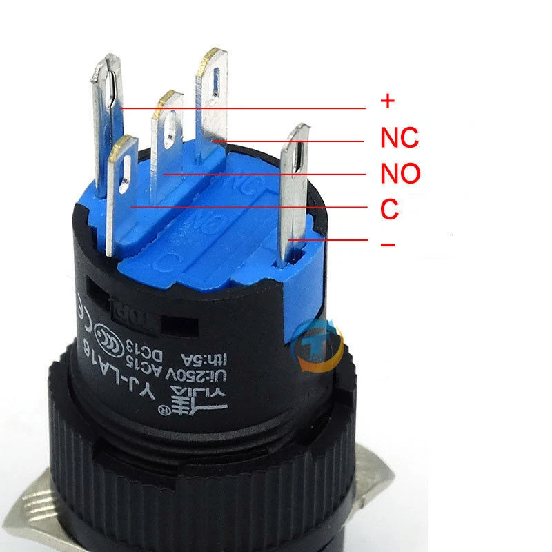 1PCS 16MM LED Momentary Self Push Button Switch Illuminated SPDT 12/24/220V 5Pin - Image 4 of 4