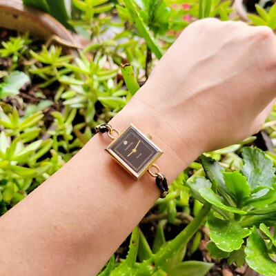 Vintage Swiss Lucerne Genuine Diamond Leather Cord Watch