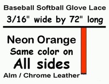 Baseball Softball Glove Leather Laces 1 fluorescent Orange w/ Pearl GREY Edges
