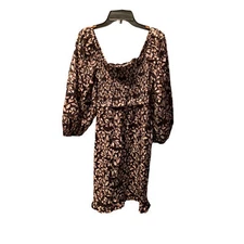 Nicole Miller Collection Leaf Print Stretch Cotton Babydoll Dress Small NWT