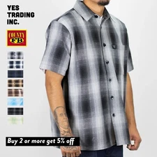 FB COUNTY MENS CHECKER SHORT SLEEVE SHIRTS FBCOUNTY FLANNEL BUTTON SHIRT S-3XL