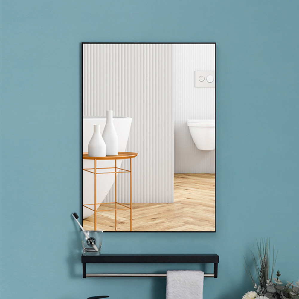 Large Black Rectangle Wall Mirror Bathroom Bedroom Makeup Dressing