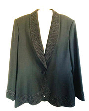 John Meyer of Norwich Woman 10 Black Fancy Wool Blazer Eveningwear Beaded Lined