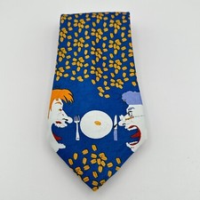 Vintage Marco Polo Pointed Necktie One Size Blue Novelty Tie Food Retro