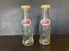 Pepsi Cola Glass Salt and Pepper Shakers Excellent Condition Nice Collectible