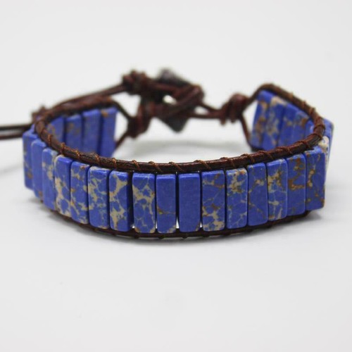 Chakra Bracelet Natural Stone Tube Beads & Leather Wrap Bangle Choose Your Fave! - Picture 19 of 26