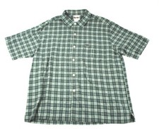 Mens Mickey Mouse Walt Disney World Green Button Up Shirt Short Sleeve Check M