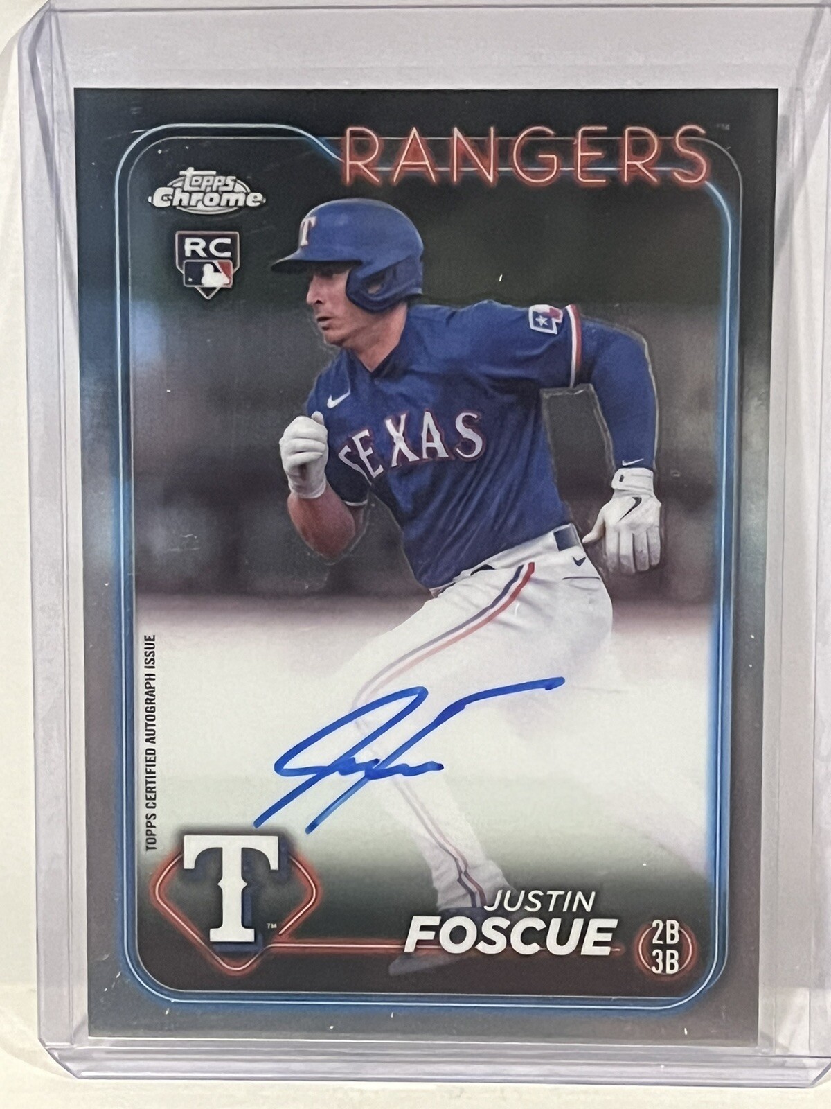 Justin Foscue RC - 2024 Topps Chrome Auto #RA-JF Texas Rangers