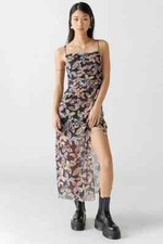 Urban Outfitters Butterfly Print Mesh Wild Seam Midi Slip Dress Size XS
