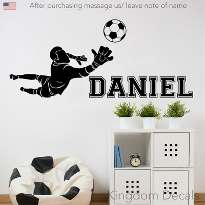 Soccer Wall Sticker Goal Keeper Personalized Name Bedroom Vinyl Art