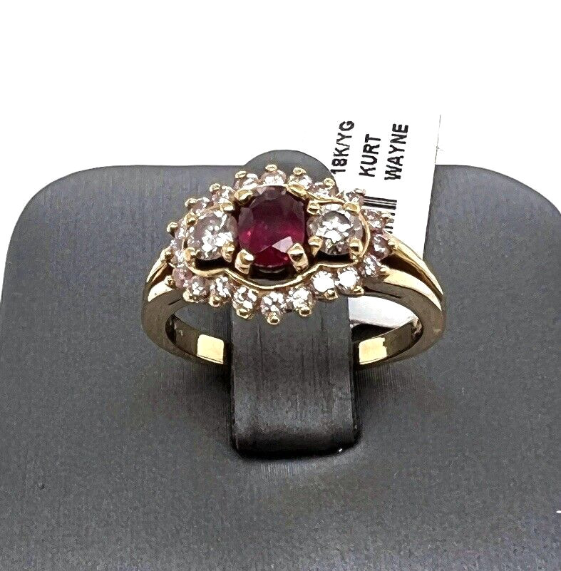 KURT WAYNE LADIES 18K YELLOW GOLD RUBY & DIAMONDS… - image 1