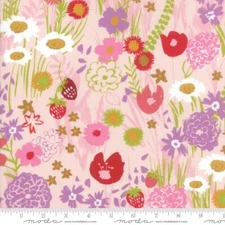 GROWING BEAUTIFUL 3 yds Moda quilting sew fabric pink Crystal Manning 11830-13