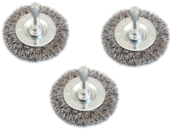3X DrahtbüRste ScheibenbüRste 40Mm Stahl RundbüRste Bohrmaschine Gewellt-image