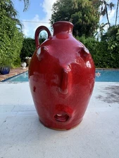 J Owens - Vintage 2006 Ruby Red Ghost 9” Face Pot Jug
