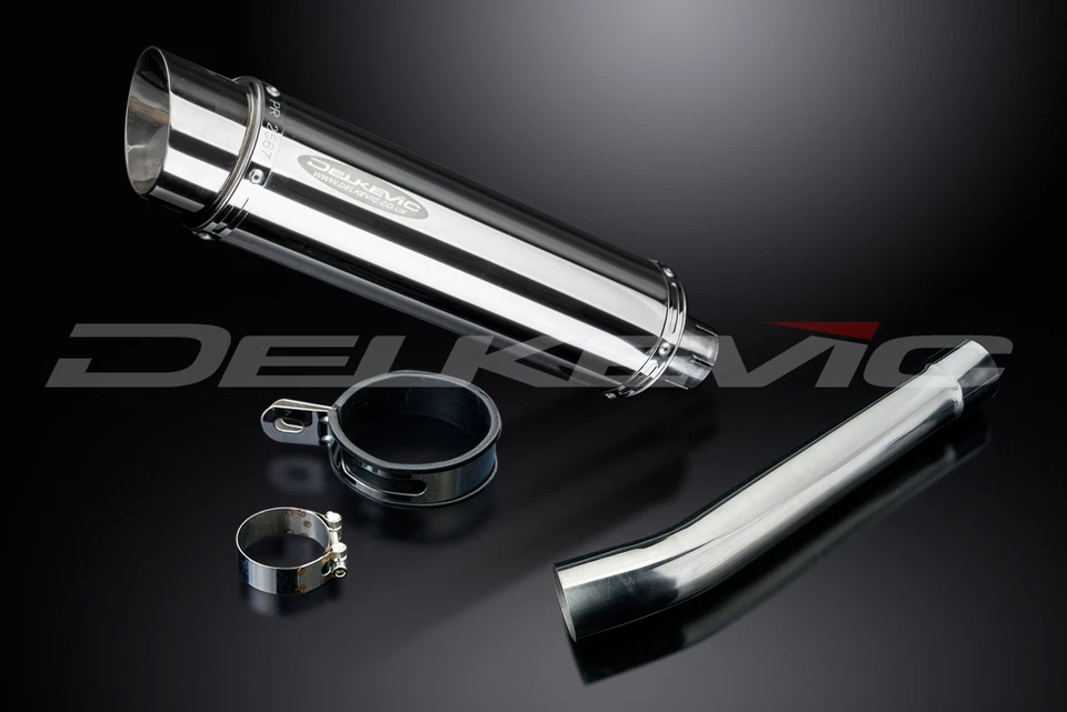 Kit silenciador de escape redondo de acero inoxidable Kawasaki ZX-9R Ninja 1994-1997 Slip On 14" Foto 3 de 4