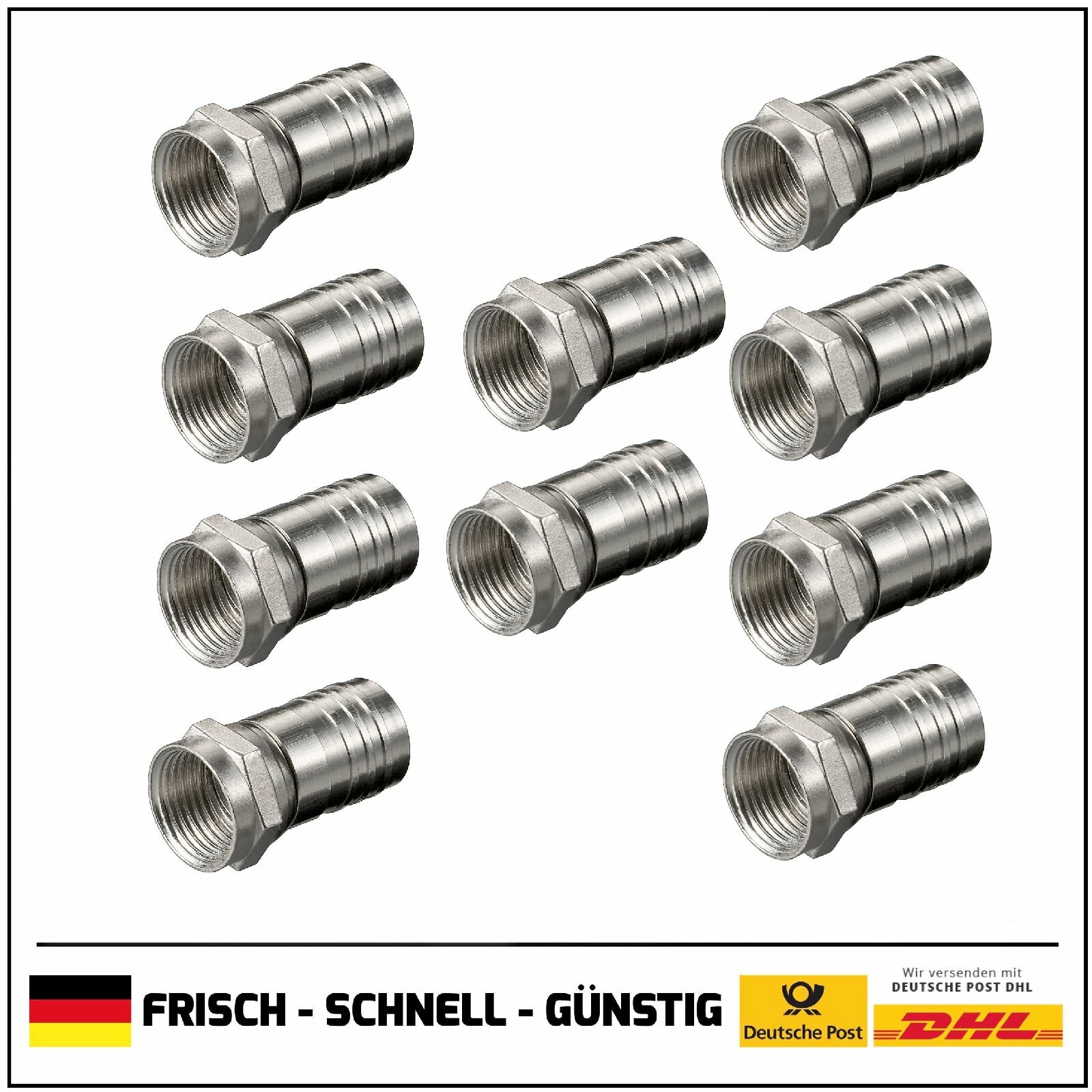 Thumbnail - F-stecker Crimp F-stecker 8,0 Mm, Sat-stecker Für Koaxialkabel,