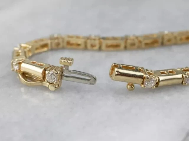 14K Yellow Gold Finish  Round Cut Lab Created Diamond Women's Tennis Bracelet - Image 3 of 4