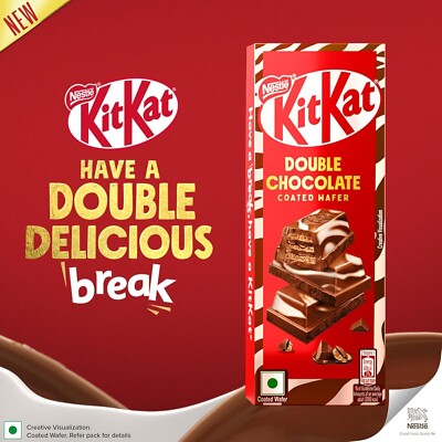 NEW Kitkat Double Chocolate Coated Wafer Bar, 63g, (Pack of 3) FREE Shipping