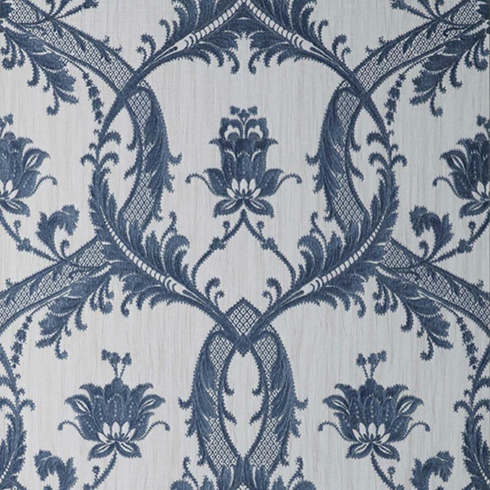 Fine DÃÂ©cor Damask Wallpaper Textured Heavyweight Vinyl Blue Glitter