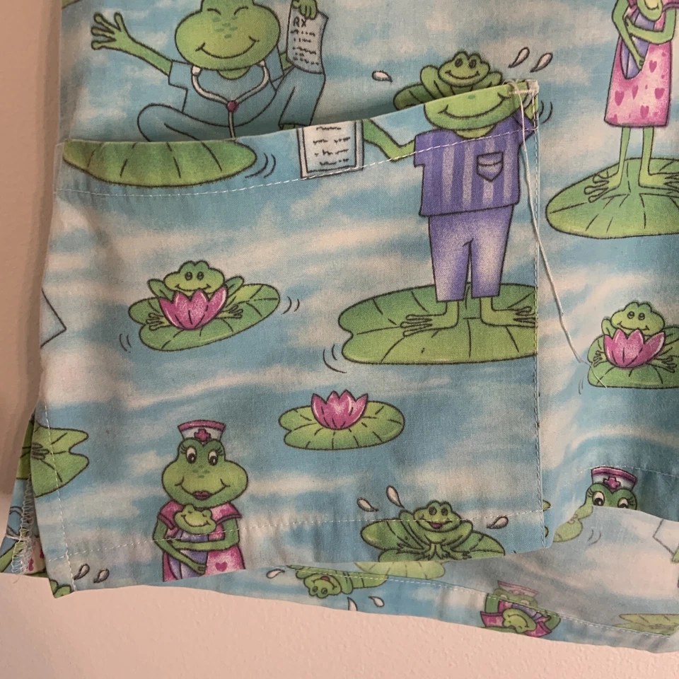 Blusa Médica Mediana Medgear Blue Frog Cuello en V Foto 2 de 4