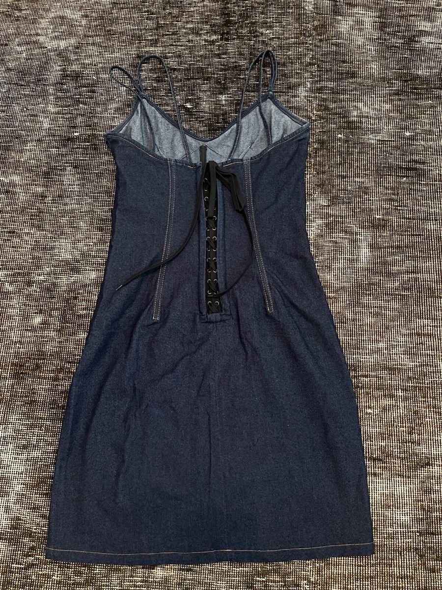 chinese dress ladies Vintage Dolce & Gabbana 90s Stretch Denim Corset Slip Dress – Recess