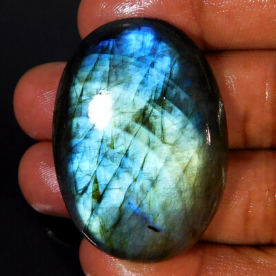 100% Natural Flamboyant Labradorite 87.50Cts. Oval Cabochon Loose Gemstone