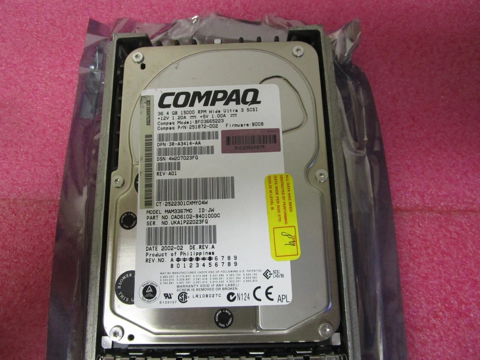 COMPAQ 36.4GB Hard Drive 15K Wide Ultra3 SCSI 251872-002 BF03665223 - with Tray - Image 2 of 4