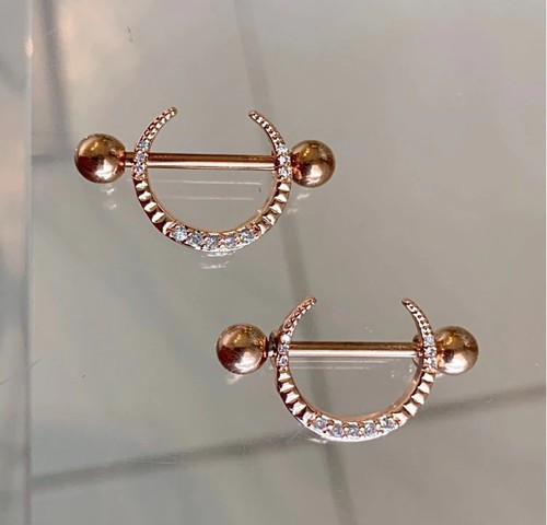 2 Pieces Set Moon-U Shape Piercing Shield Bars Steel Piercing Nipple Piercing UK - Picture 17 of 22