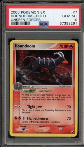 Pokemon Houndoom EX Unseen Forces Holo Rare #7 PSA 10 Gem Mint