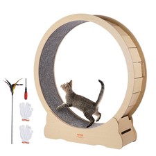 Wooden Cat Exercise Wheel, 52" Large Cat Treadmill Wheel for Indoor Cats, Cat Ru