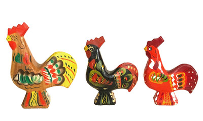 Swedish Folk Art Roosters LOT 3 Sweden Dala Nils Olsson Akta Dalahemslojd Bird