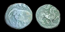 Rare, high grade, Shahi of Ohind, Vakka Deva, bronze jital, c. 870-1000 AD. 
