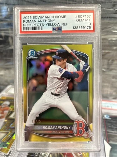 2025 Bowman Chrome Roman Anthony Yellow Refractor #16/75  PSA 10 🔥🔥