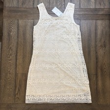 Keran Hart Lace Crocheted Dress Medium  Ivory Sleeveless Boho Summer New