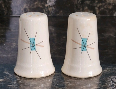 #ad Vintage MCM Salem North Star Atomic 2 7 8quot; Salt amp; Pepper Shakers *Stained* $34.99