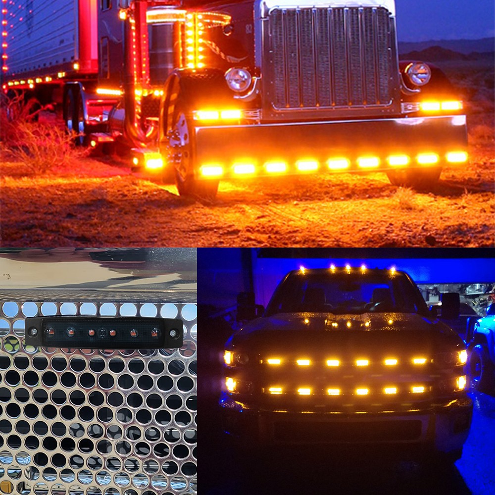 10pcs Truck Trailer Clearance Lights Amber LED Side Marker Light 3.8" Waterproof